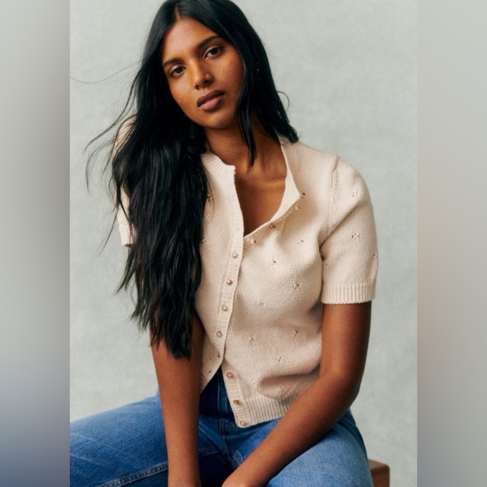 Sezane Kyle Cardigan Cream - Size S